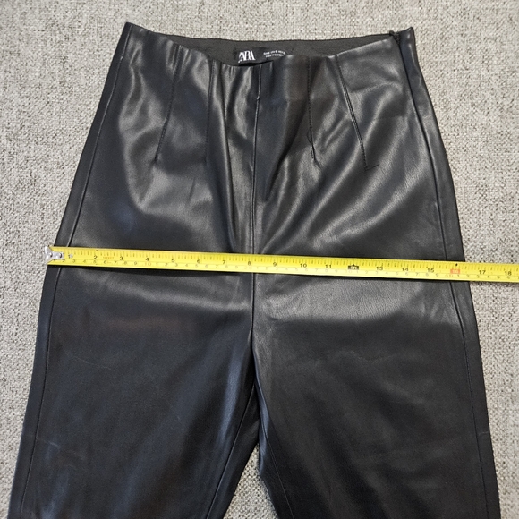 Zara Black Faux Leather Side Zip Ankle Legging Pants sz S - Picture 9 of 11